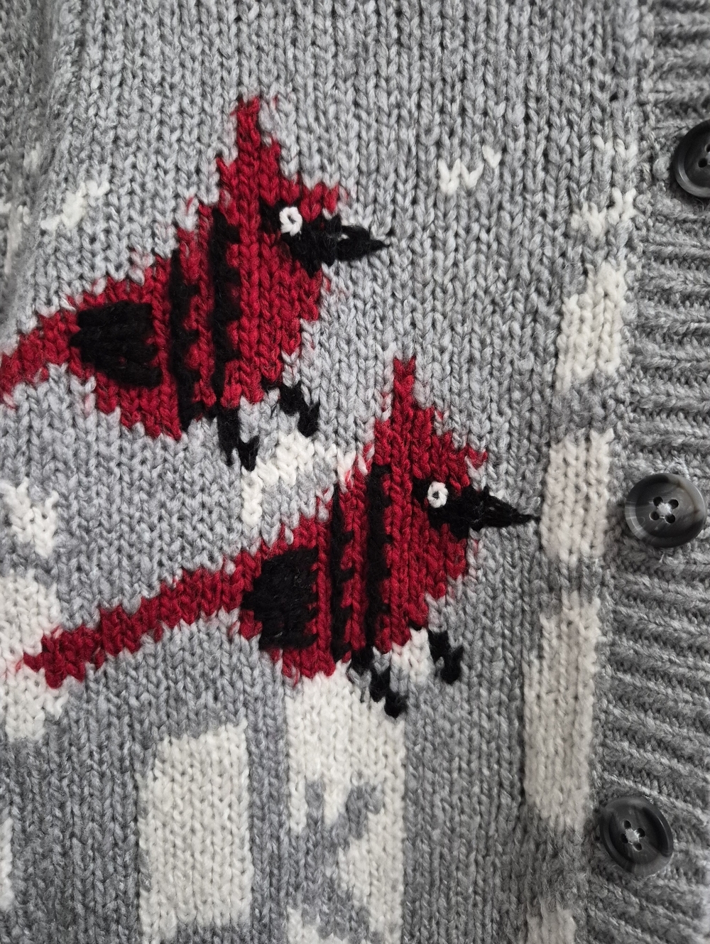 Talbots Cardinals Winter Snow Birch Cardigan Sweater Size XS - Picture 2 of 6